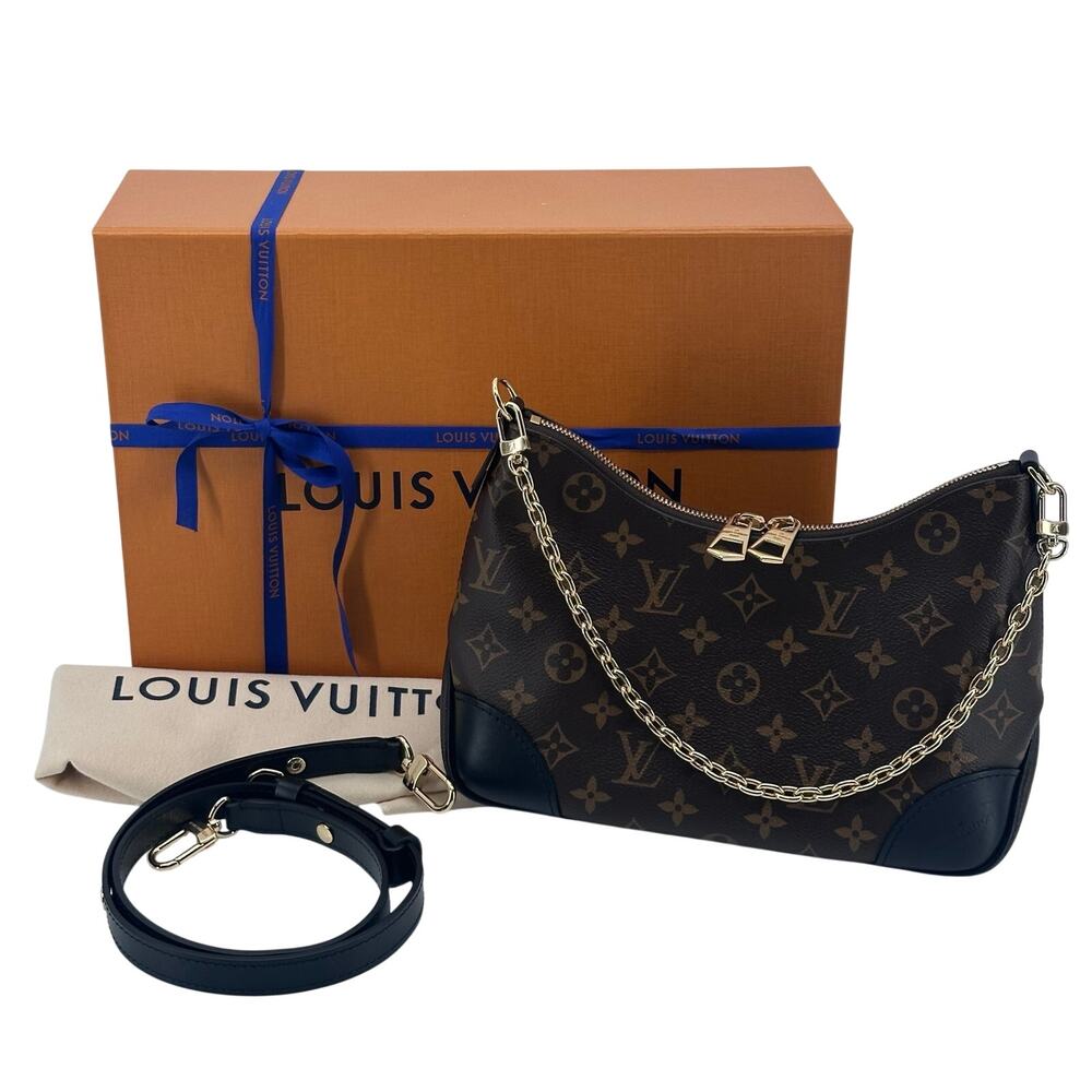 Louis Vuitton LV Monogram Boulogne NM MNG Noir Trim Crossbody Shoulder Bag